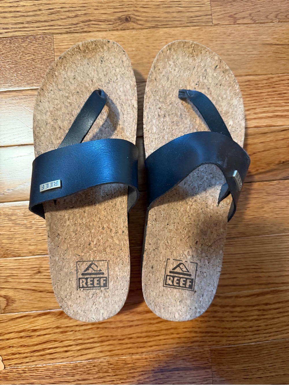 Reef Cushion Sol Hi -Black Cork Slide Sandals with Toe Post - Picture 2 of 13